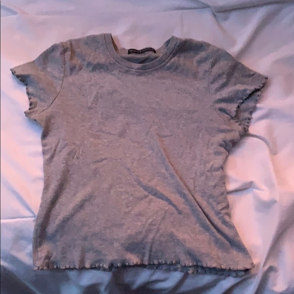ribbed gray short sleeve brandy shirt